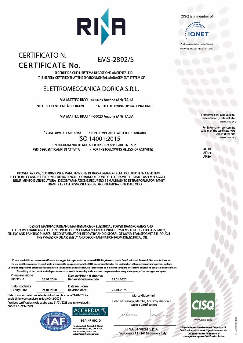Certificazione ISO 14001:2015